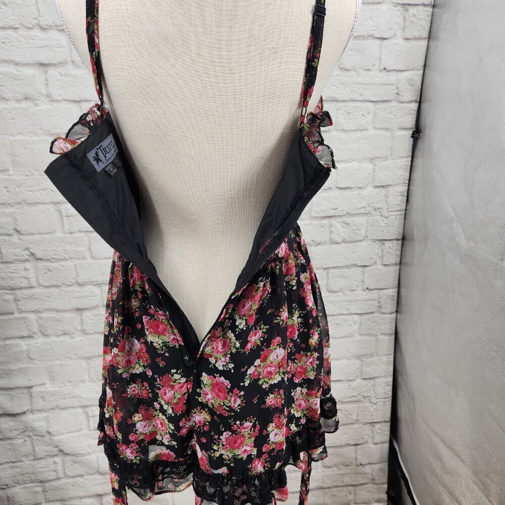 Tripp Nyc Daang Goodman Romantic Rose Garden Floral Dress Size S Lace Trim Goth - Picture 11 of 16
